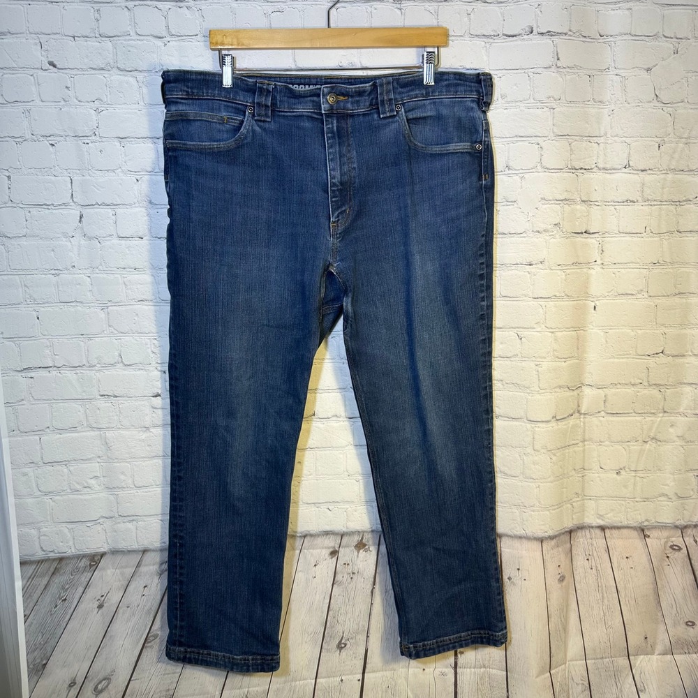 Duluth Trading Co Ballroom Double Flex Jeans Mens 40x30 Blue Denim Work Pants